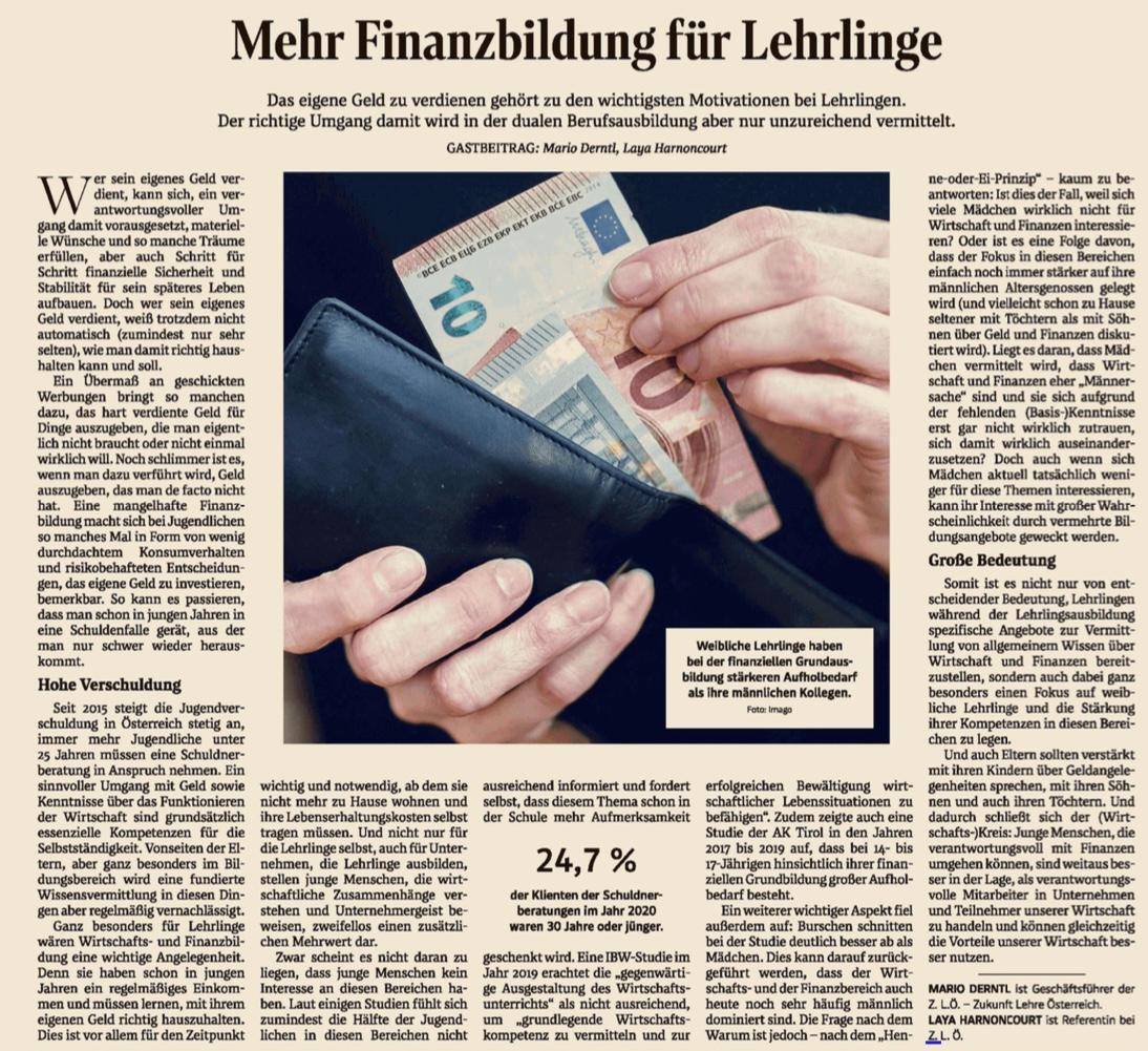 Warum es mehr Finanzbildung für Lehrlinge braucht